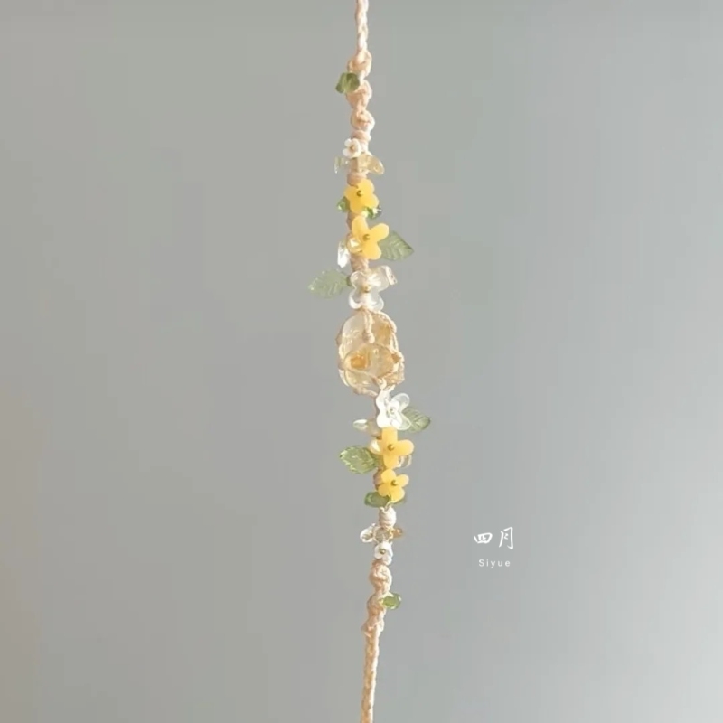桂花原创小花环桂花印象水晶编绳黄水晶原石手森系ins风小众|undefined