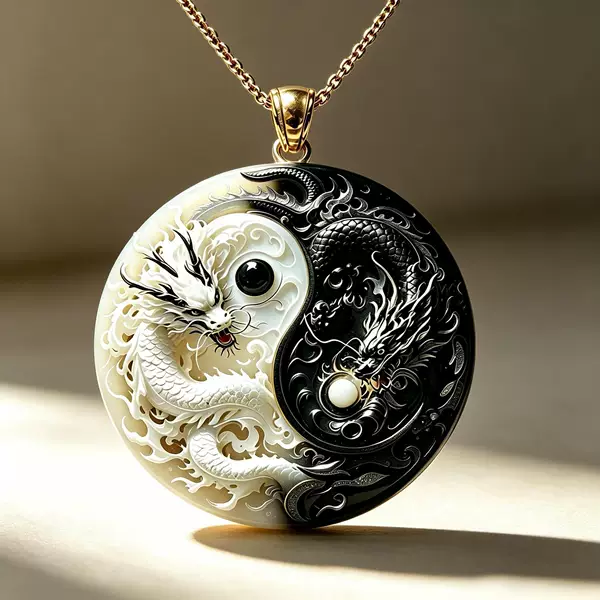 Yin-Yang Double Dragon [Tai Chi] Pendant, Chinese Style Embossed Necklace, Niche High-End Chinese Style Amulet Jewelry for Men and Women