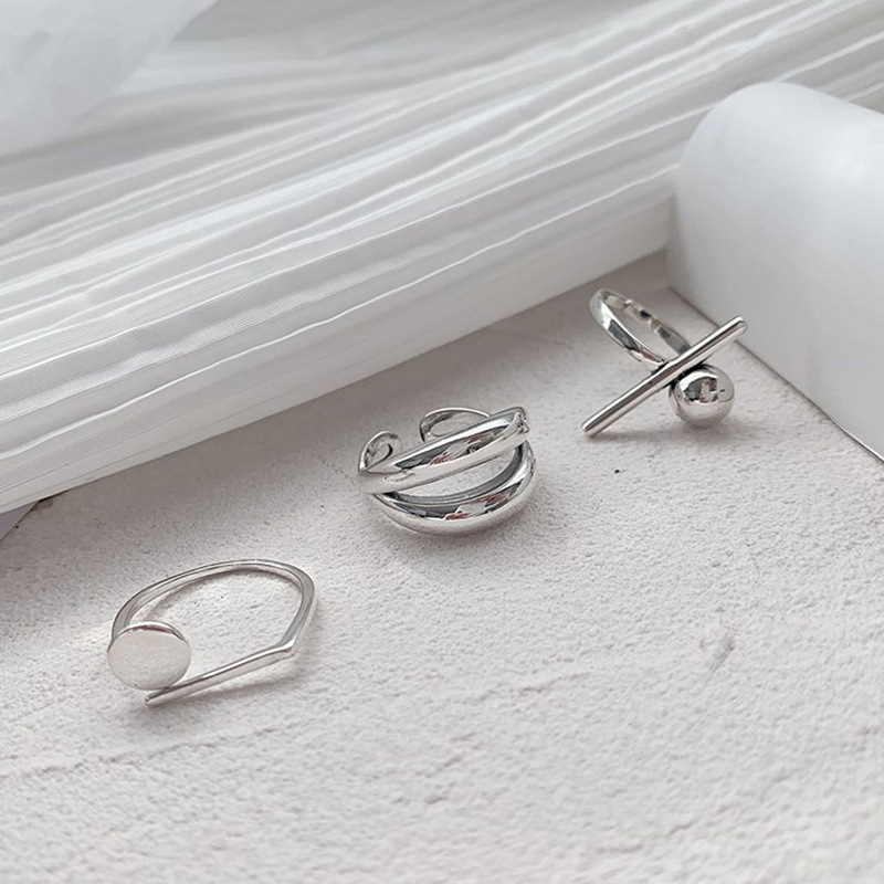 10g Weight Silver Plated Plating Material Rings Classification 1 Piece Quantity Daily Occasion Copper Material Geometric Pattern Women's Gender Simple Style Style Wholesale Simple Style Geometric Copper Silver Plated Rings 6