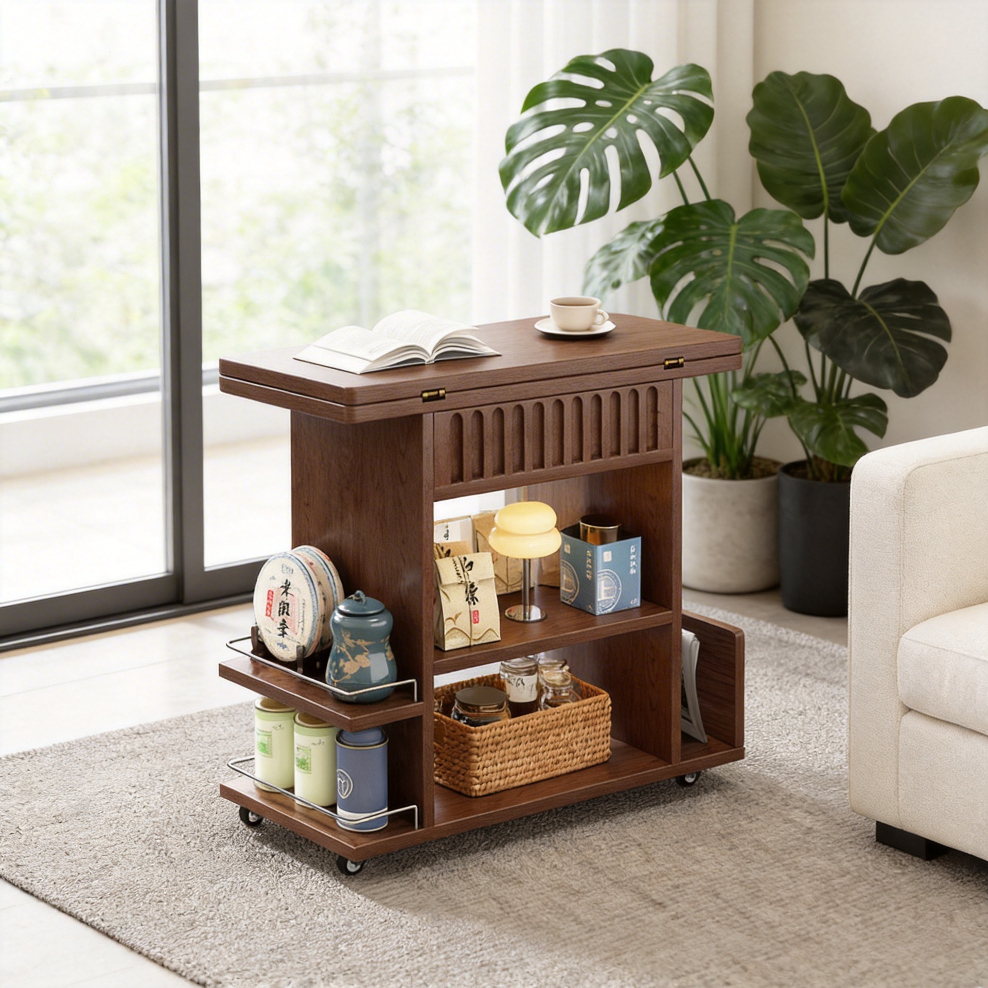 Mobile Small Coffee Table Side Table Sofa Side Storage Living Room Bedroom Home Small Apartment Removable Cart Stacking Table