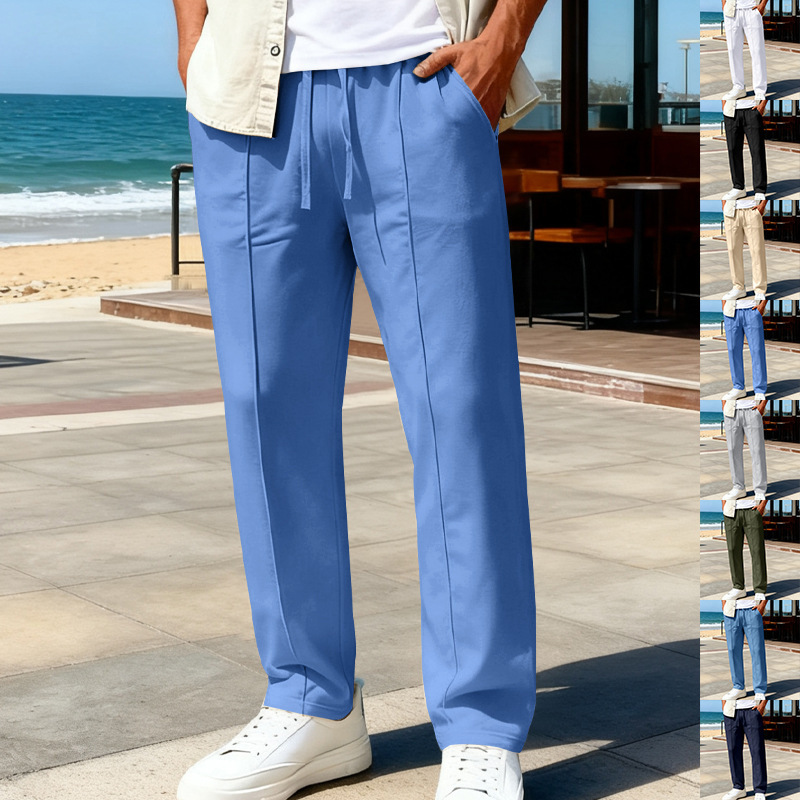 Cross-Border Independent Station European and American Four-Season Large Size Loose Men's Knitted Casual Sports Business Jogging Straight Pants