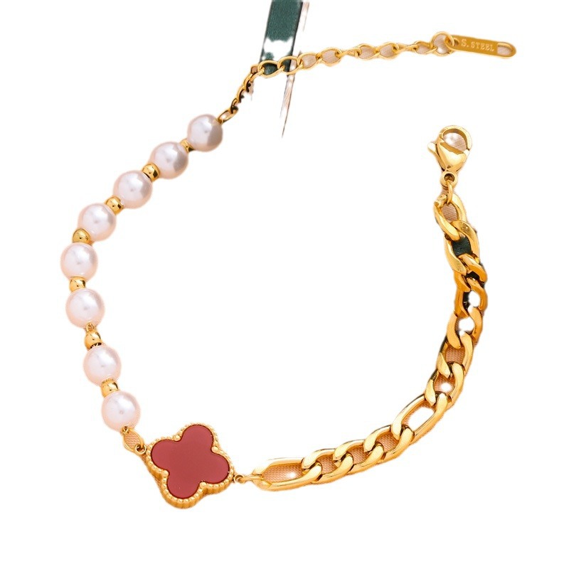 Transfronterizos vacío galvanizado de aluminio de acero de alta versión cuatro hojas cinco flores fritillaria brazalete de oro rosa fábrica venta al por mayor directa