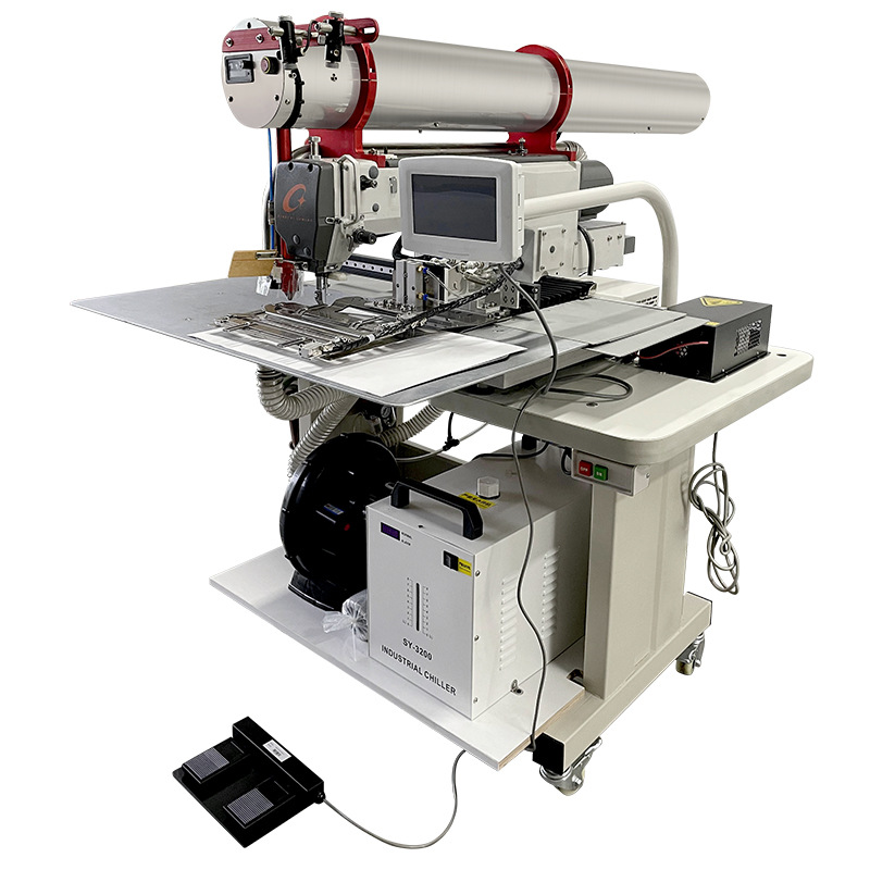 Máquina de apertura de bolsas láser de la marca Xingchi, apertura automática de ropa, jeans, bolsillo de un solo labio, equipo de costura automático