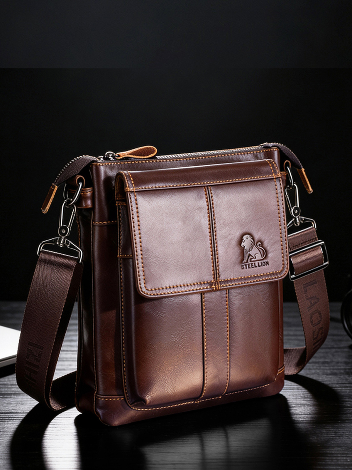 Bolso Bandolera de Cuero para Hombre de Cuero de Vaca Resistente al Desgaste para Uso Diario image 3