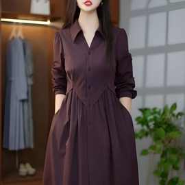 公羽翁高级连衣裙秋季遮肉洋气裙子妈妈时尚收腰气质显瘦风衣新款