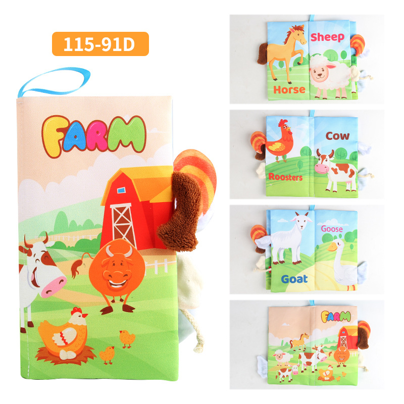 Bebés de educación temprana animal cola bebé libro de tela animal marino libro de palma animal forestal libro de tela juguete transfronterizo