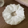 1# pure white embroidered lace hair tie 10.5cm