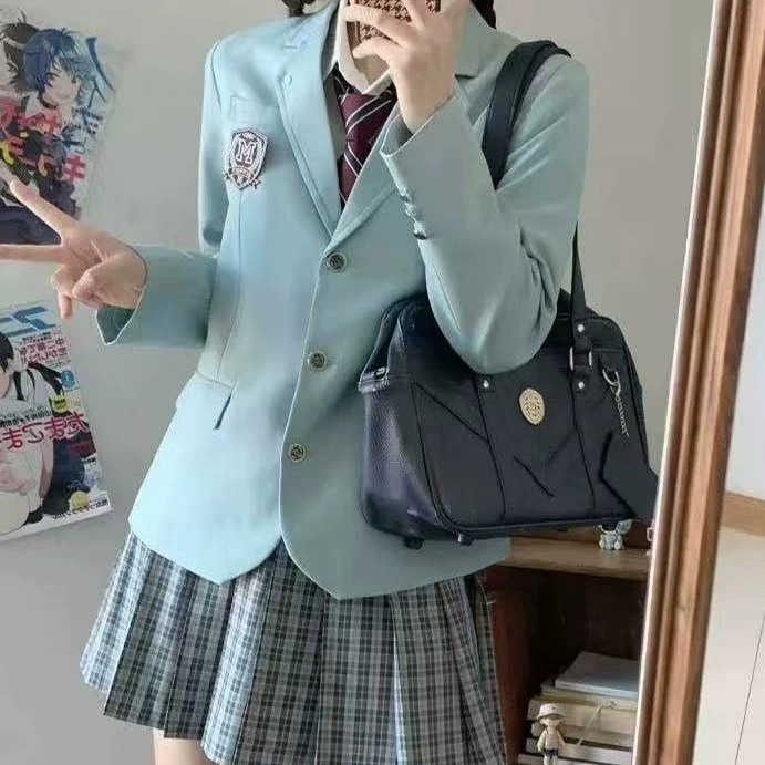 JK униформа мятно-зеленая клетка юбка костюм-бабочка