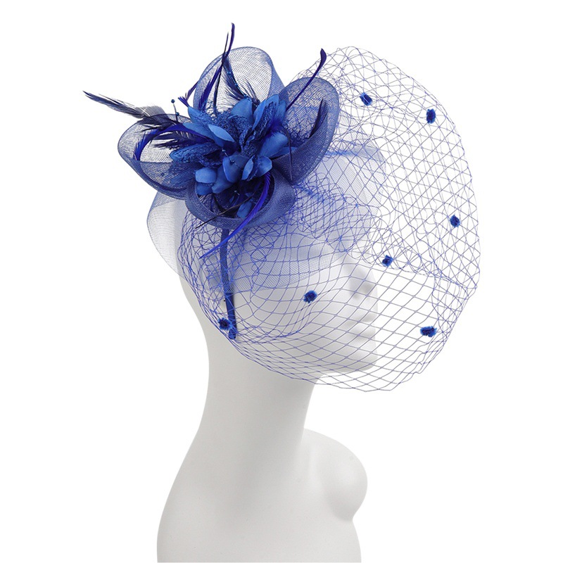 Feather headdress bridal hair accessories artificial flower gauze petal headdress bridal hat horse racing veil headdress