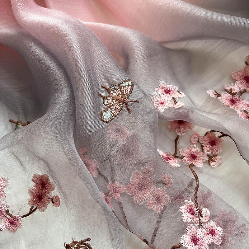 Sciarpa di lana di seta sfumata Hangzhou Sciarpa di seta ricamata stile corte con scialle retrò cheongsam da donna primavera e autunno_voghion.com