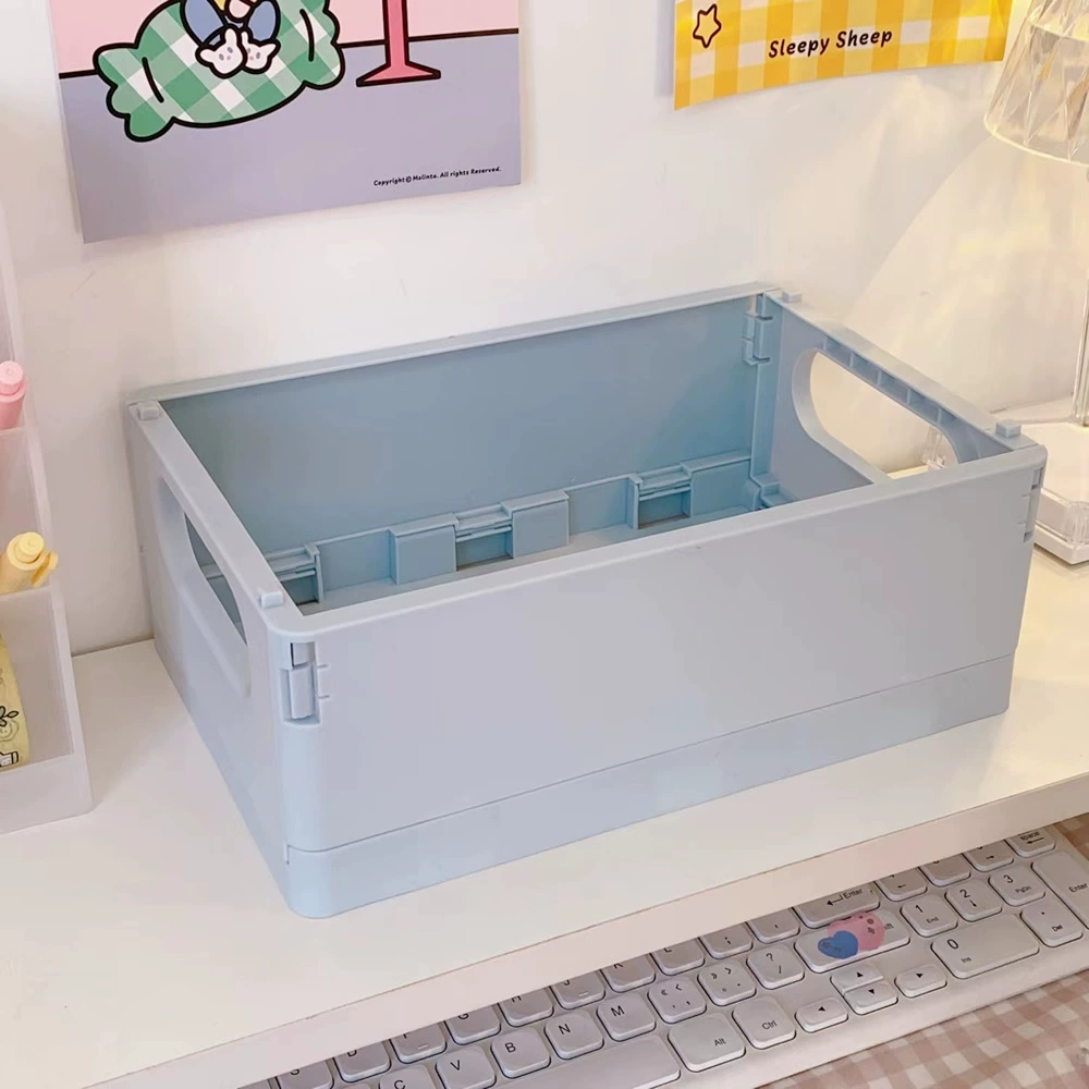 Foldable plastic storage box, table organizer 25.4×16.6×2.1 cm, lightweight multipurpose