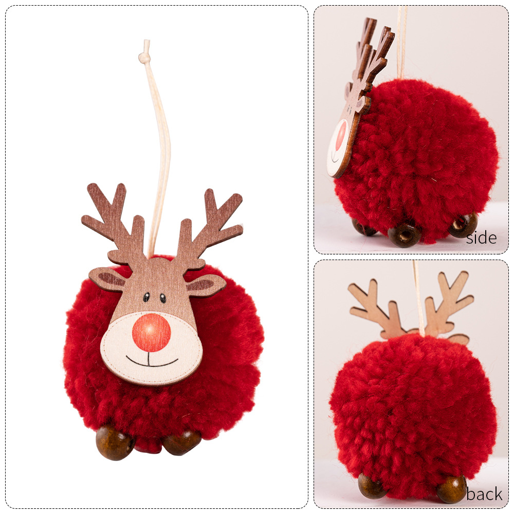 New Christmas decorations Large lamb pompoms elk pendants Festive Christmas tree pendants_voghion.com