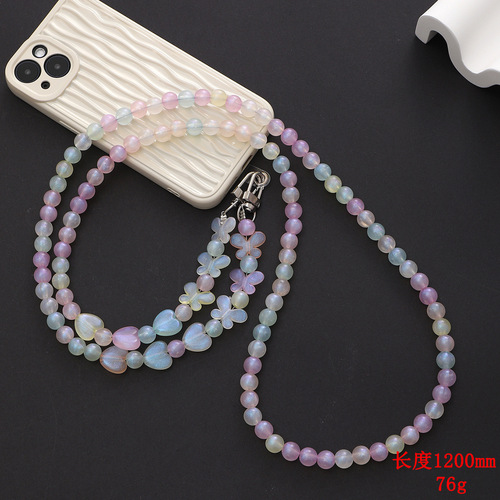 Yi Lian's new acrylic beaded mobile phone chain pearl crossbody strap chain mobile phone case pendant pendant gift for women