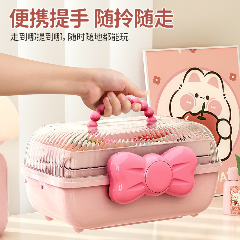 子供用アクセサリーケース蝶結び収納ケース家庭用ヘアカラー髪飾り収納ケーススーツケース|undefined