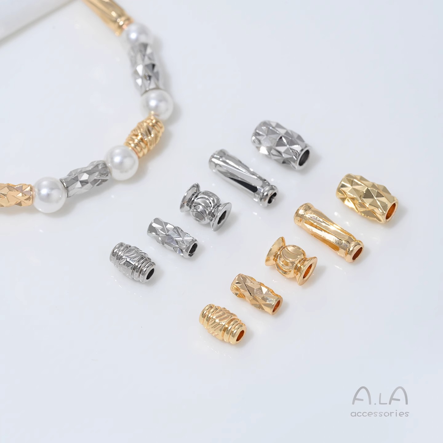 14K Gold-Filled Color-Preserving Floral Straight Tube Threaded Tube Beads Lantern Spacer Bead Accessories Handmade Beaded Hand Necklace DIY Materials
