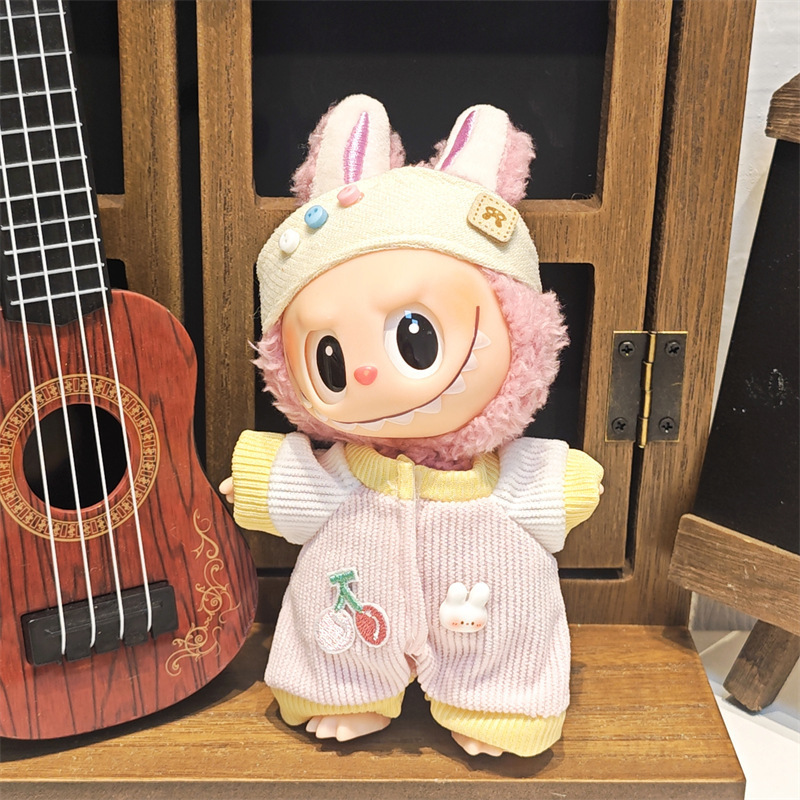 Labubu ベビー服ビニールラブブ 17 センチメートル人形かわいいドレスアップカジュアルスーツスカートぬいぐるみ服|undefined