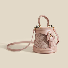 女包2022夏季新款甜美水桶包小眾設計印花高級感手提單肩斜挎小包