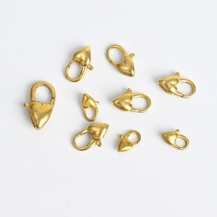 Brass Heart Buckle Love Heart Shaped Lobster Buckle Heart Spring Buckle Handmade DIY Jewelry Connection Buckle Coil Buckle Accessories