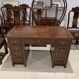 北榆木桌子实木榫卯结构一体办公桌中式门诊桌家用学习桌电脑桌
