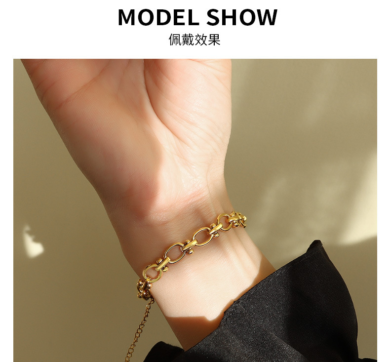 Real Gold Plated Plating Material PVD Coated Real Gold Plated 18K Gold Geometric 304 Stainless Steel Fashion Waterproof Non Tarnish 304 Stainless Steel Bracelets