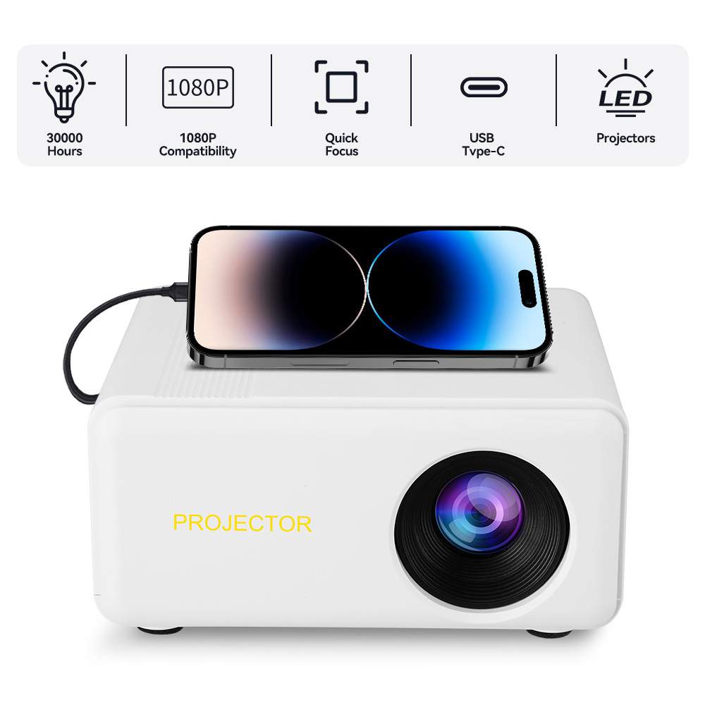 Cross-Border Private Model Mini Projector M4 Small Wired Screen Mirroring Home Portable Micro Projector Portable