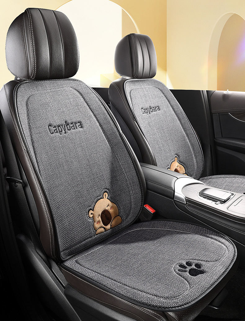 New All-Season Universal Car Seat Cushion Kapibara Linen Car Seat Cushion Single Cartoon Cute Internet Celebrity Butt Cushion