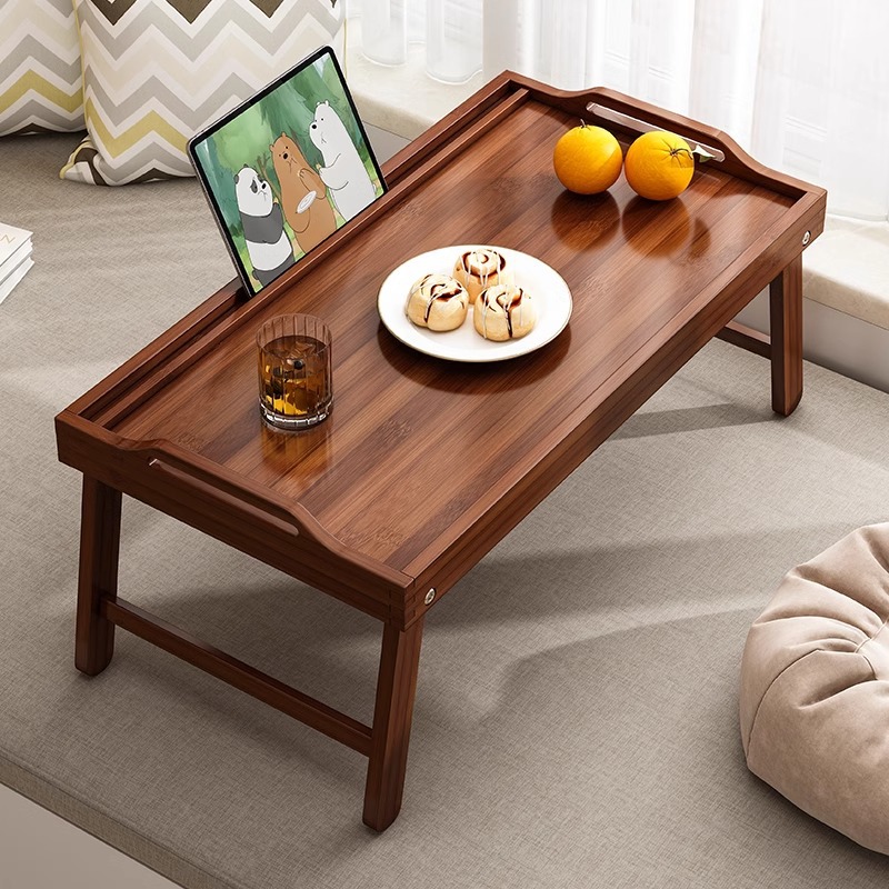 Tabla de té de ventana flotante, tabla de té de tatami plegable, tabla de té de bambú del dormitorio, escritorio de estudio en la cama, mesa baja