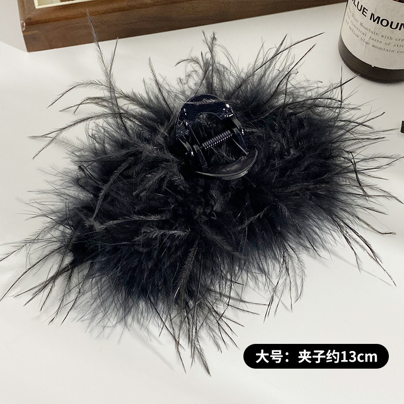 韓国版ins風羽毛クリップ高級感ヘアピン女性ダチョウ毛クリップ後頭部ぬいぐるみサメクリップ|undefined