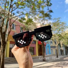 新款马赛克眼镜个性像素墨镜厂家直销二次元酷炫搞怪太阳镜批发