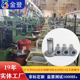 厂家定制M4-M10碳钢镀锌镍竖纹盲孔拉铆螺母防水封闭口沉头铆螺母