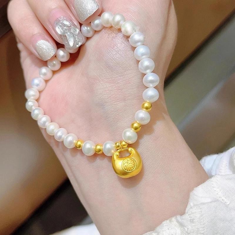 Nueva pulsera de perla gorda para mujeres ins dulce y simple nicho de diseño temperamento de transferencia de amigos regalos pulseras