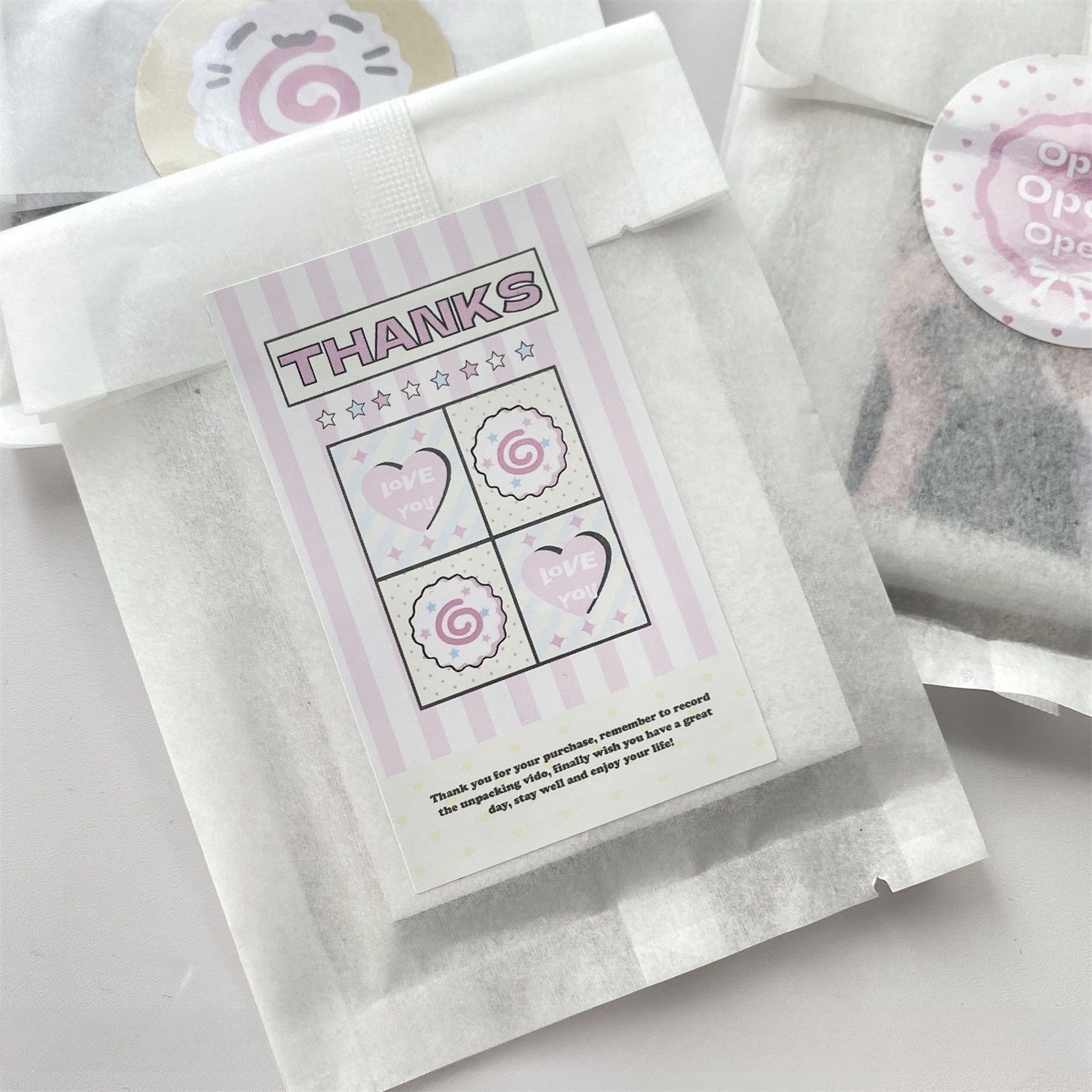 High-value ins white cotton paper bag translucent frosted packaging love bean small card self-sealing bag portable thick