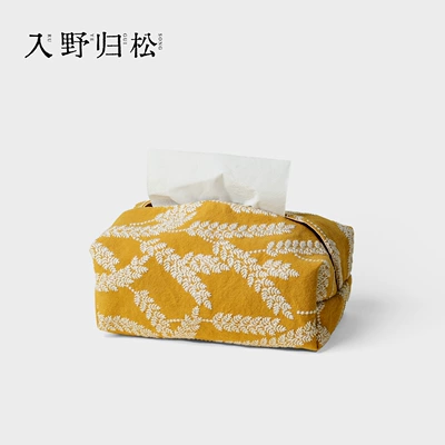 Ino Kiyomatsu embroidered wheat ear pattern tissue box, double-layer fabric tissue box, car and home storage box, tissue cloth bag