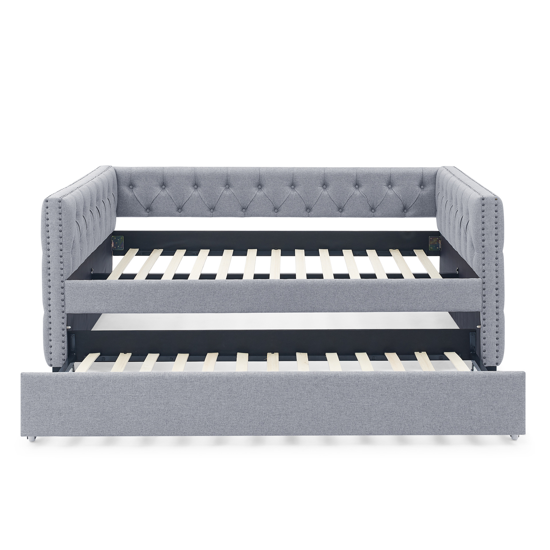 Camas de tela modernas y simples, lujosas nórdicas, camas dobles de dormitorio principal, paquetes blandos pequeños, red