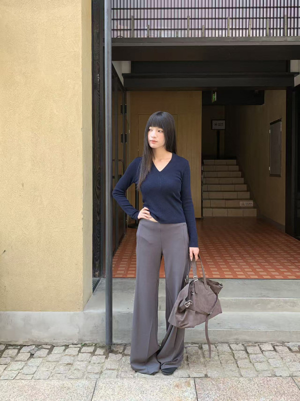 誉一新款2025秋季甜辣风领针织衫女百搭修身显瘦长袖上衣女c3090|undefined