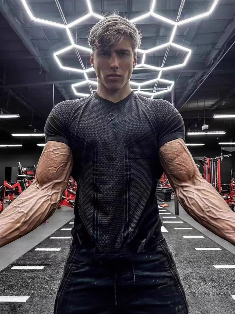 Gymshark 여름 남성 슬림핏 반팔 스포츠 슬림 캐주얼 대형 반팔 캐주얼 스트레치 탑 Shark