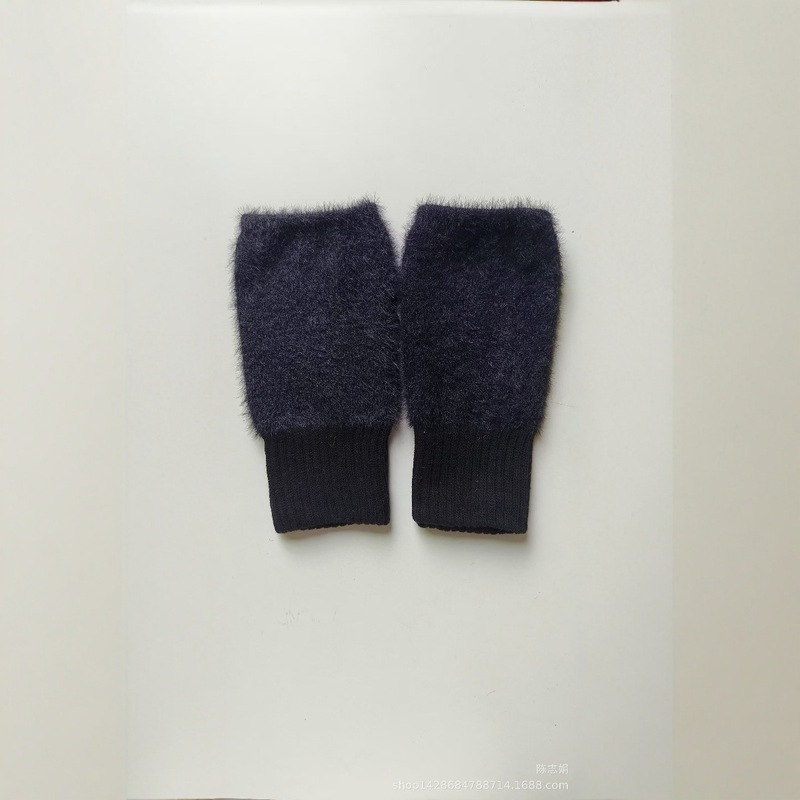 新製品厚みのあるミンクぬいぐるみ指なし手袋秋と冬暖かい手袋学生ハーフフィンガー手袋|undefined
