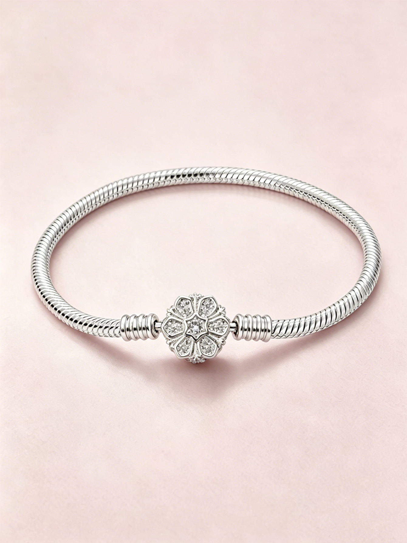 Panjia pulsera desmontable bronce simple pulsera plateada de piedra amor copo de nieve cuatro hojas joyas de la luna