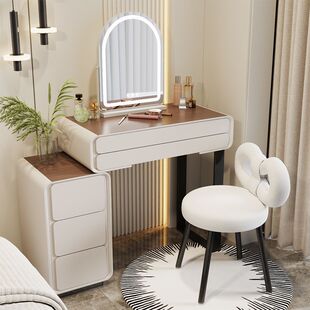 Cream Style Solid Wood Master Bedroom Dresser Bedroom Modern Simple Dresser Cupboard Telescopic Integrated Dressing Table 2025