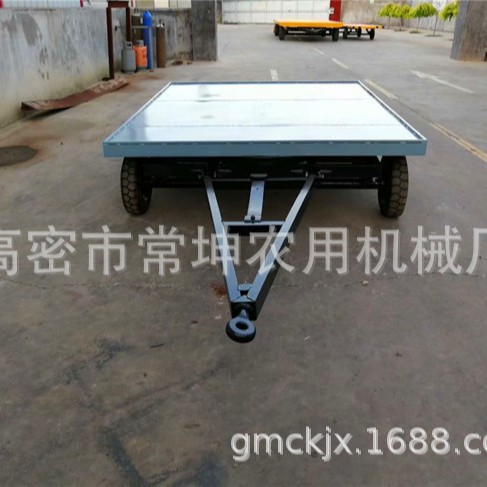 1吨全挂式小拖车厂区货物运输车 周转用牵引式平板拖车非标定 制