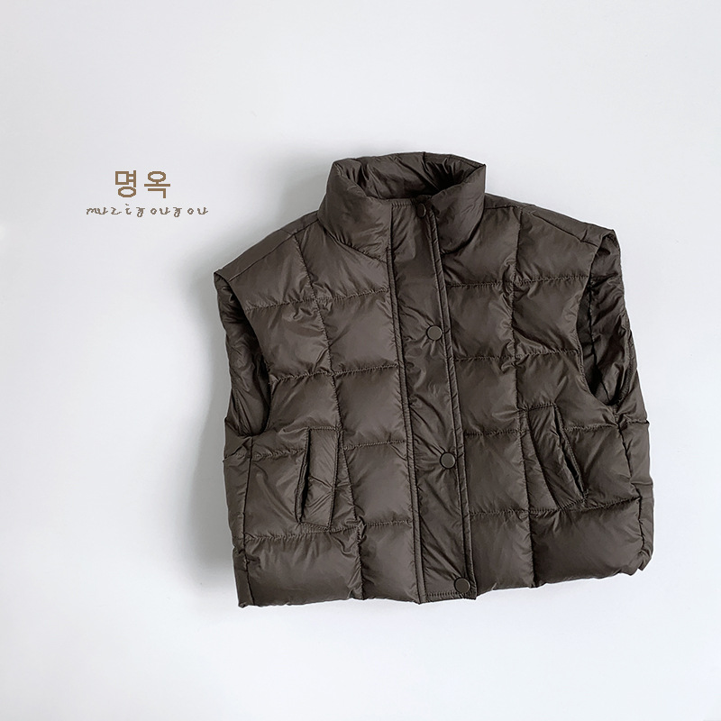 Chalecos de plumón para niños y niñas 2025 invierno nuevo estilo para niños chaleco cálido coreano bebé ropa para niños de moda japonesa y coreana al por mayor