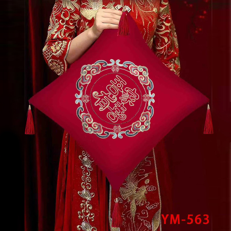 Cojín de boda, rojo festivo, símbolo de doble felicidad para recién casados, cojín para sofá, decoración para habitación nupcial, artículos para bodas chinas, símbolo de doble felicidad, boda image 9