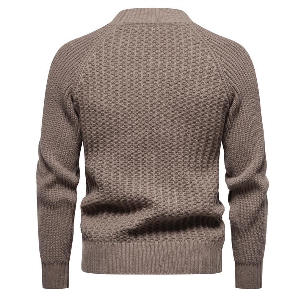Neuer Strickpullover für Herren im Herbst und Winter, modisch und warm, solider Rundhalspullover, Slim-Fit-Pullover_voghion.com