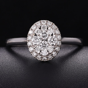 18K White Gold Cultivated Diamond Ring for Women, Accessible Luxury Niche Cross-Border Jewelry Factory Customized Small Diamonds New Micro-Setting