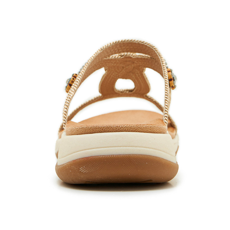 Dép sandal nữ quai chữ V đế xuồng thêu điện bohemian — Champagne màu, màu đen, màu hồng chi tiết 24