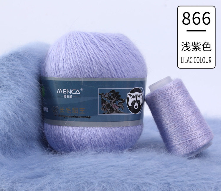 Hilo de lana de visón de lana larga Monopolio de la marca MENCA Hilo de lana de conejo de Angora Hilo de punto hecho a mano de 2 hilos