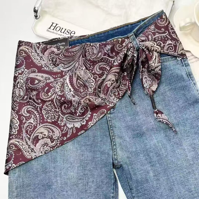 Vintage Paisley Silk Scarf for Women, Waist Triangle Scarf, Hip Scarf, Belt, Jeans Waist Accessory, Versatile Neck Scarf, Wholesale