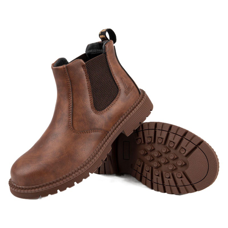 Zapatos de Seguridad Laboral para Hombre, Cuero de Microfibra, Anti-aplastamiento y Anti-perforación image 1
