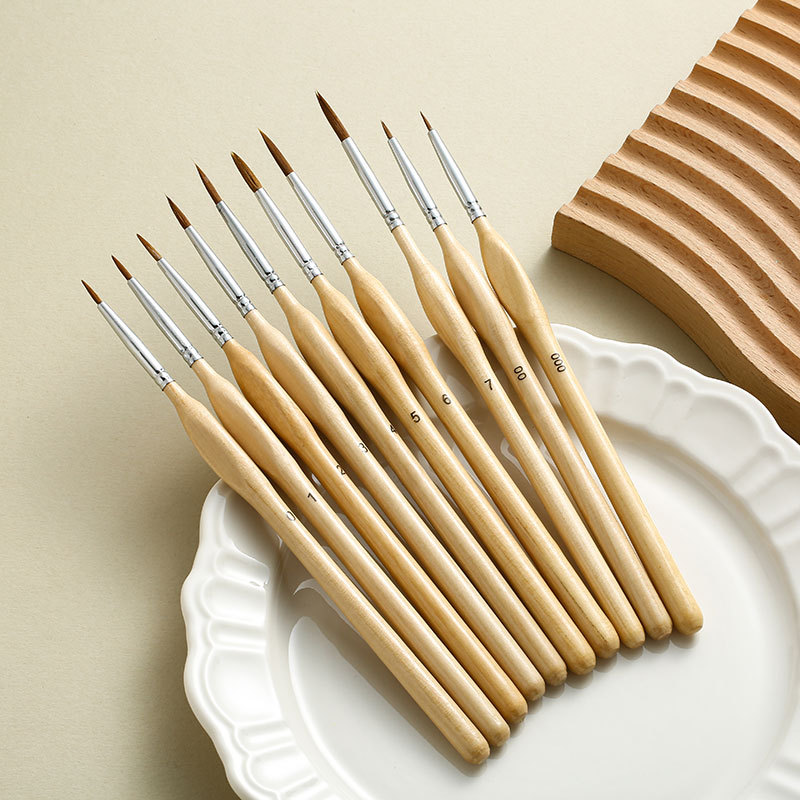 Juego de bolígrafos de línea de gancho de lobo transfronterizo, bolígrafo de abedul triangular, acuarela, pinceles de aceite para estudiantes, ventas directas de fábrica