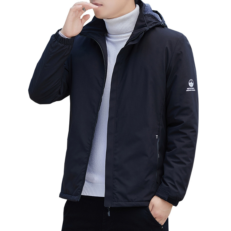 커플 야외 방풍 새로운 도착 기모 남성을위한 두꺼운 재킷 이동식 모자를 가진 유행 패션 재킷